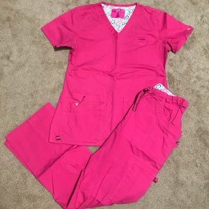 EUC solid pink scrubs